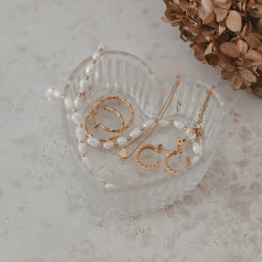 Eulenschnitt Glasschale HERZ mit Rillen