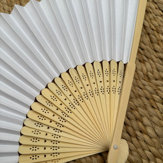 Fächer weiß Papier Bambus, bestempelbar