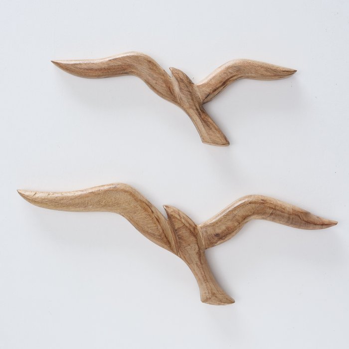Wandobjekt VÖGEL Mangoholz Set/2 Stück