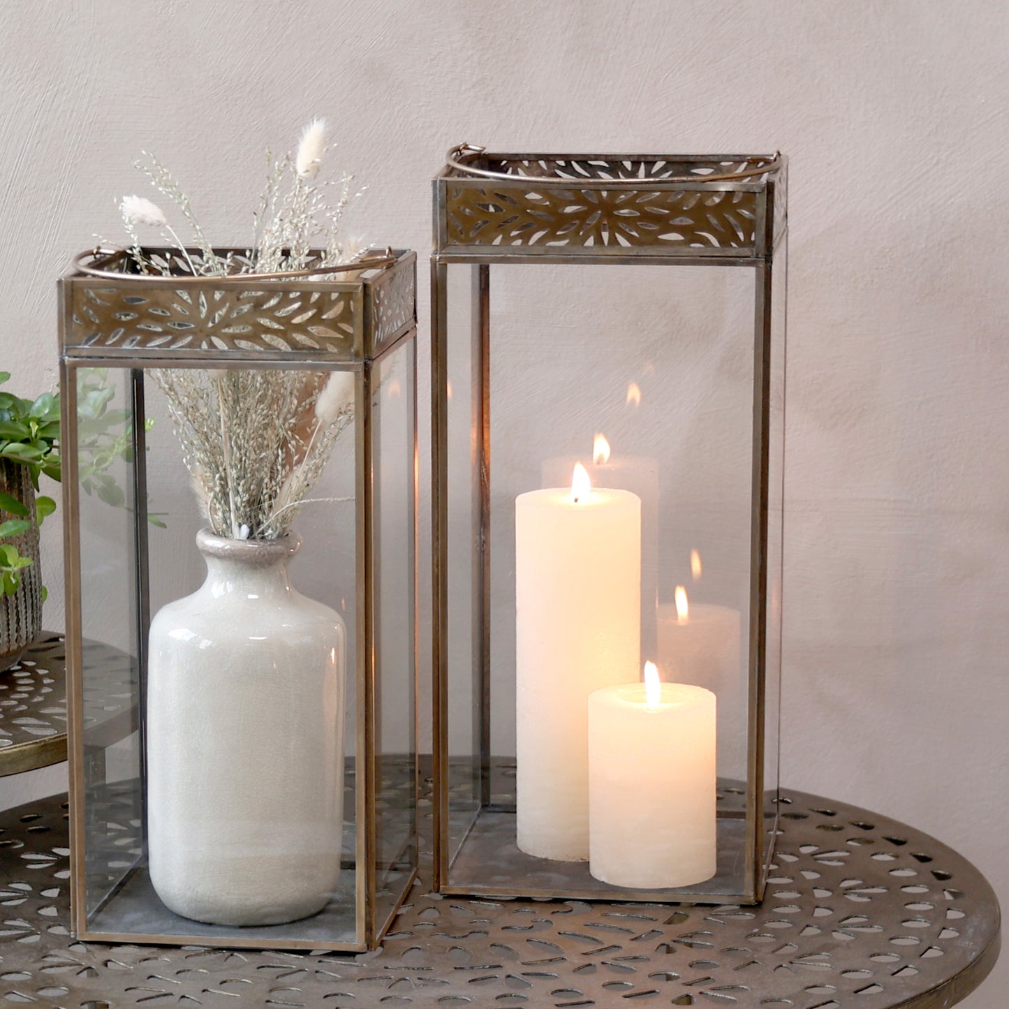 Chic Antique Laterne mit goldener Dekorkante, verschiedene Größen