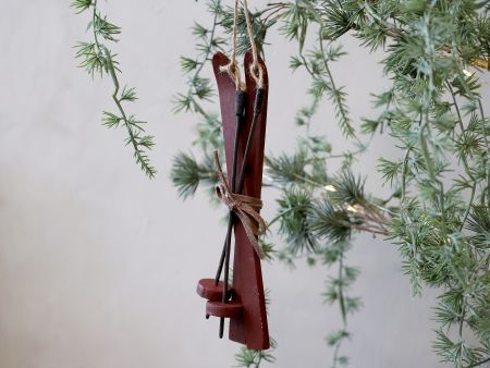 Chic Antique Vintage Ski Anhänger antik rot 20 cm