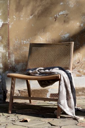 Chic Antique Decke BLÄTTER beige weiß 150 x 130 cm
