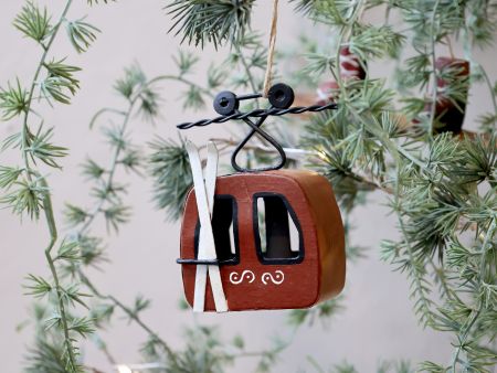 Chic Antique Anhänger Skilift Gondel Vintage rot Metall