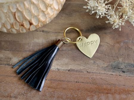 Schlüsselanhänger HAPPY Herz Tassel schwarz
