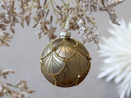 Chic Antique Weihnachtskugel Glas champagner beige gold