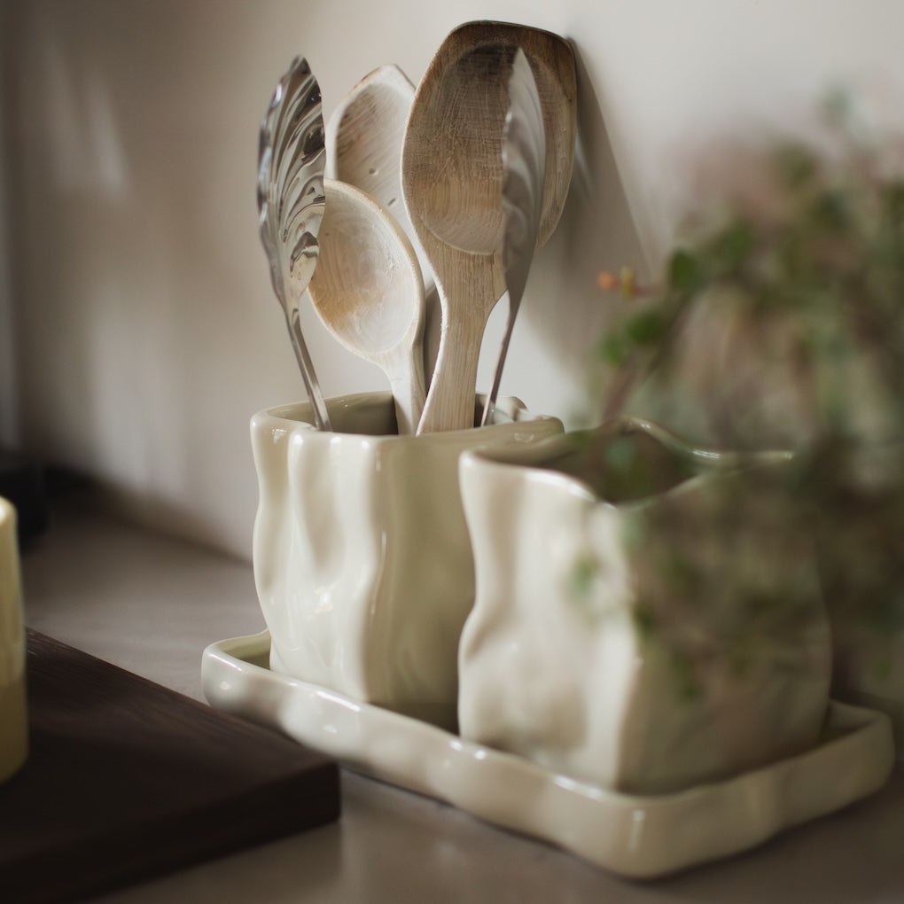 DBKD Organizer / Blumentopf HERB shiny creme 3tlg.