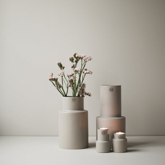 DBKD Vase Oblong greige, verschiedene Größen