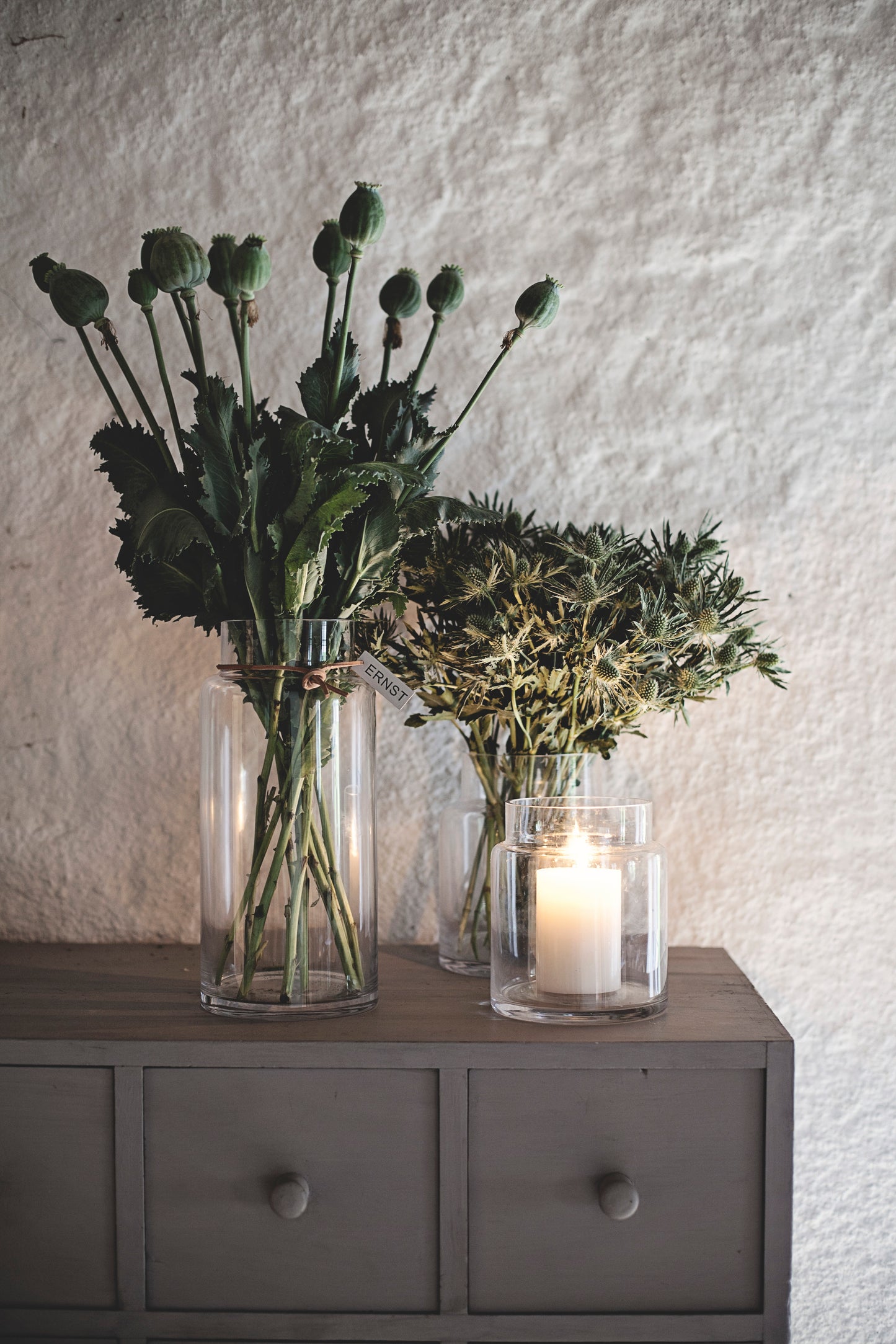 Ernst Glas Vase Klarglas Zylinder