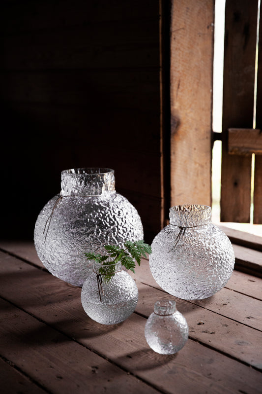 Ernst Glas Vase rund, Strukturglas, verschiedene Größen