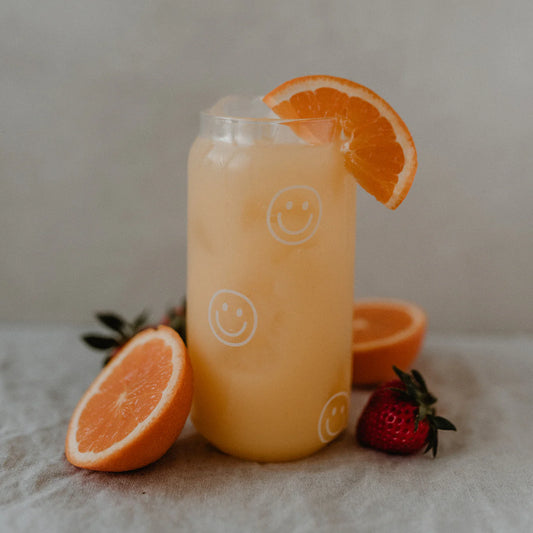 Eulenschnitt hohes Trinkglas SMILEYS weiß