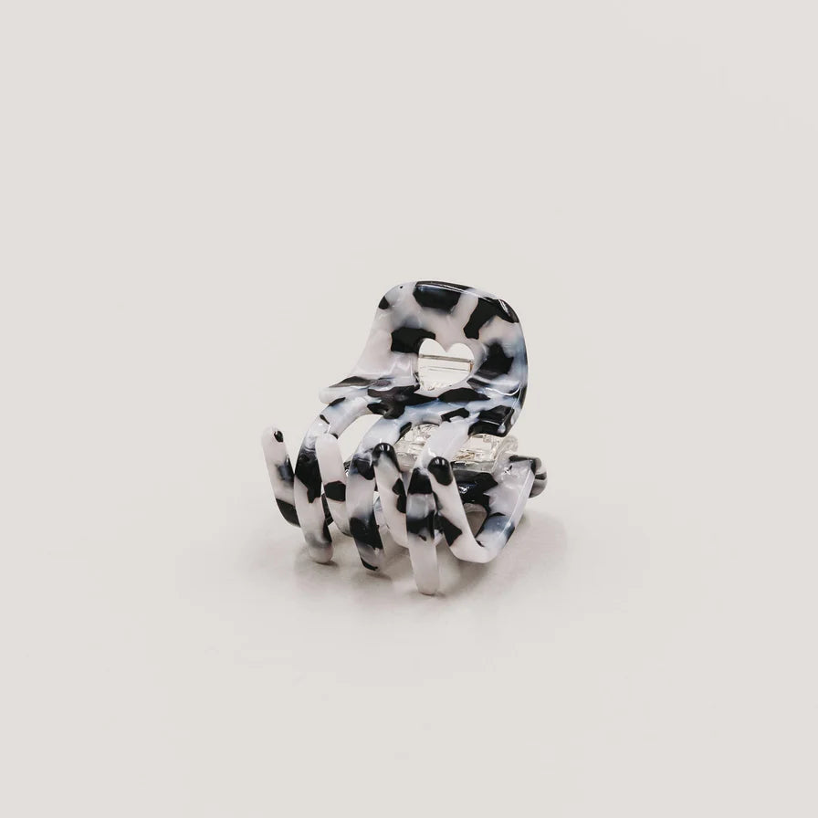 Eulenschnitt Haarspange klein HERZ PANDA schwarz weiß