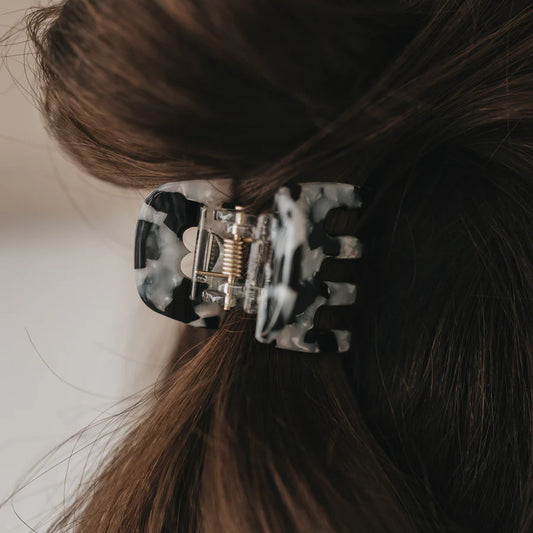 Eulenschnitt Haarspange klein HERZ PANDA schwarz weiß