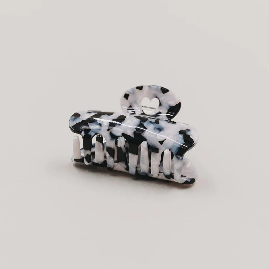 Eulenschnitt Haarklammer groß HERZ Panda schwarz weiß