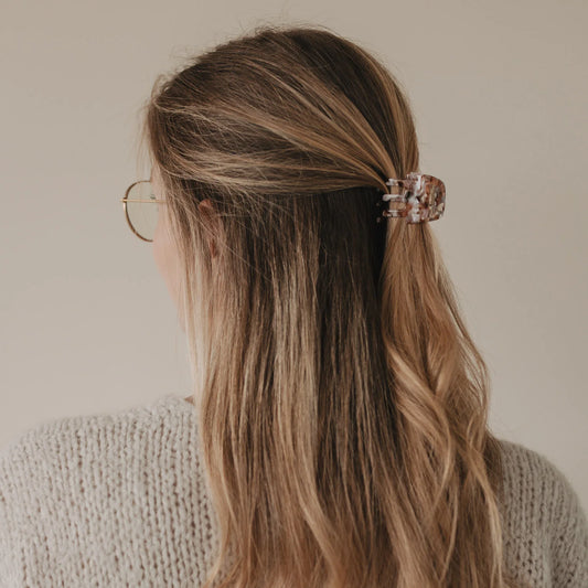 Eulenschnitt Haarklammer klein HERZ Almond braun weiß