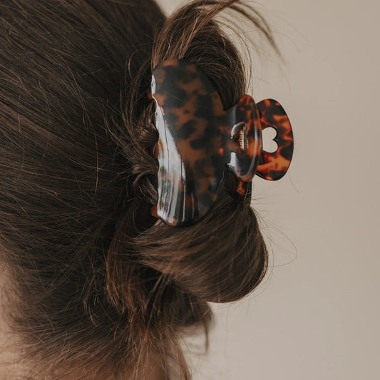 Eulenschnitt Haarspange groß HERZ Amber braun