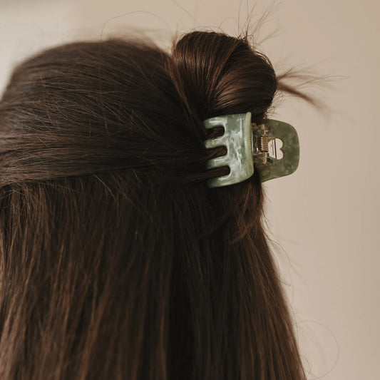 Eulenschnitt Haarklammer klein HERZ Jade grün