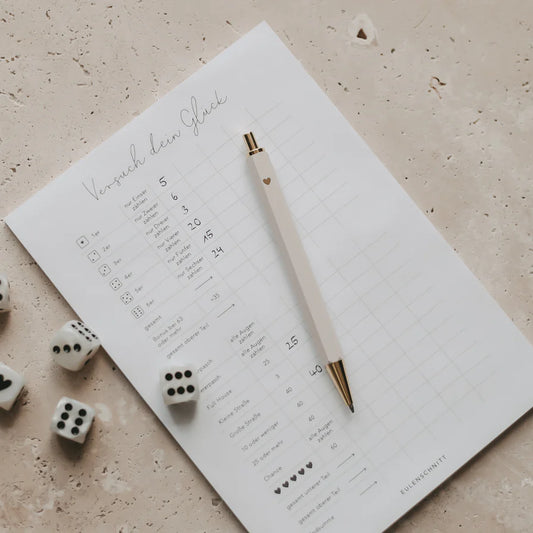 Eulenschnitt Kugelschreiber HERZ creme