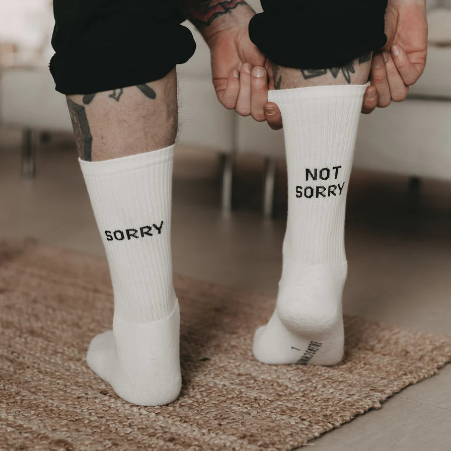 Eulenschnitt Socken SORRY NOT SORRY