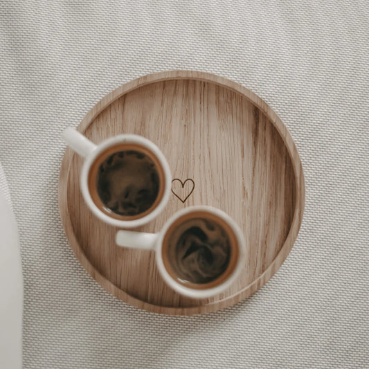 Eulenschnitt Tablett / Untersetzer Teekanne HERZ rund 16 cm