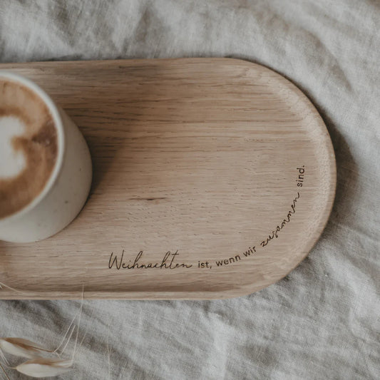 Eulenschnitt ovales Tablett Holz Weihnachten, verschiedene Ausführungen