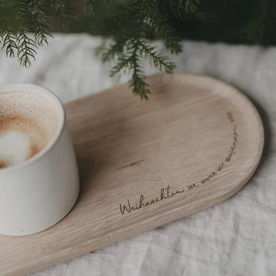 Eulenschnitt ovales Tablett Holz Weihnachten, verschiedene Ausführungen