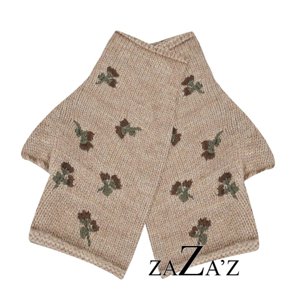 Handschuhe FLOWERS fingerlos mit Blumen Stickerei, verschiedene Farben