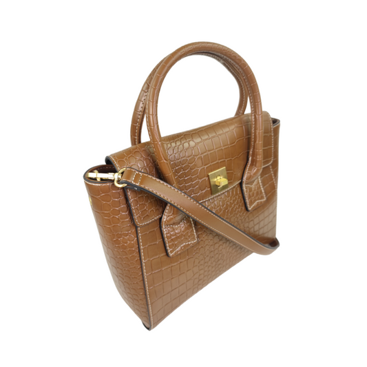 Handtasche KROKO nougat braun