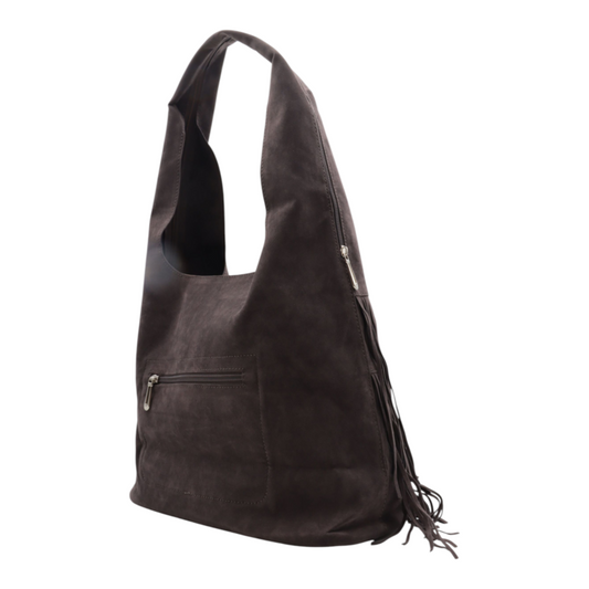 Handtasche MERLE Fransen Steingrau