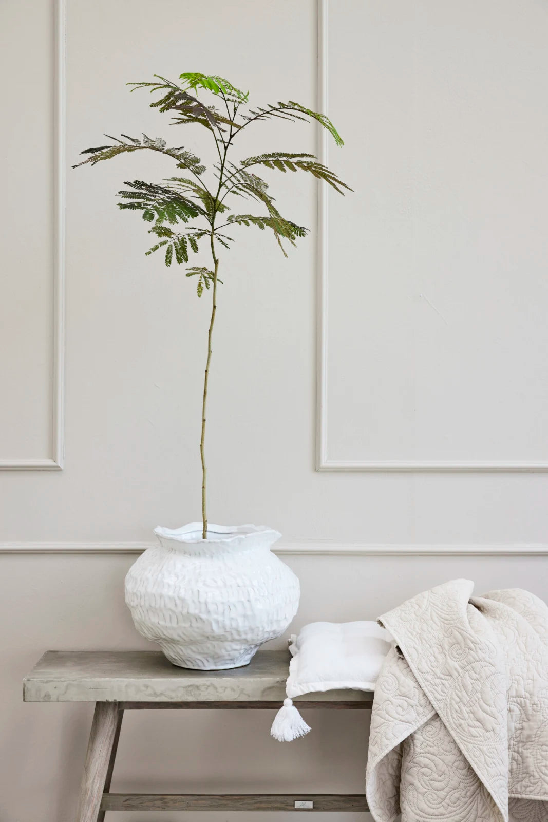 Lene Bjerre Decke Überwurf ISABELLE leinen beige 130 x 170 cm