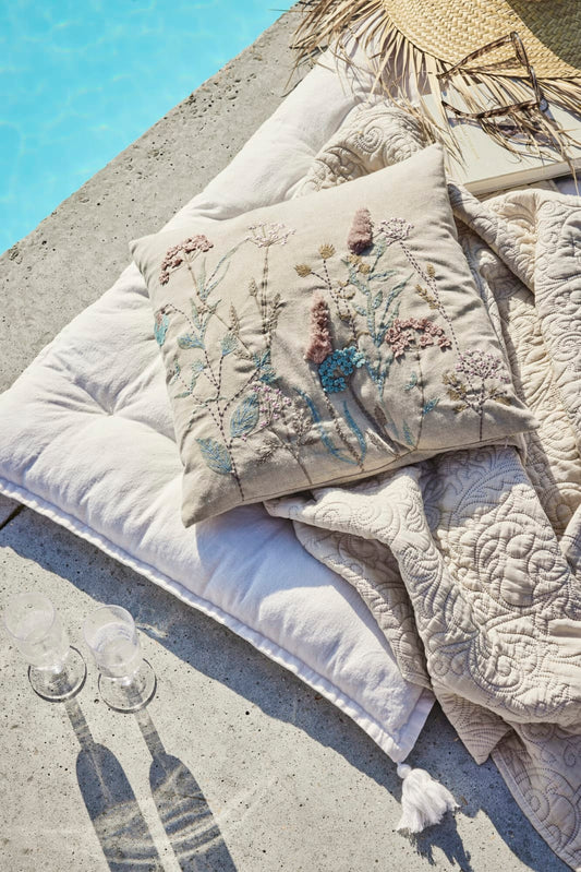 Lene Bjerre Decke Überwurf ISABELLE leinen beige 130 x 170 cm