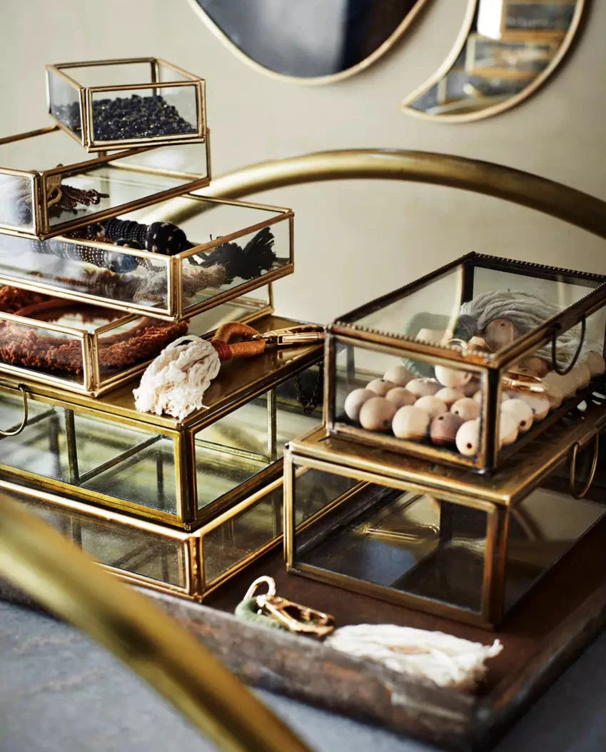 Madam Stoltz Glasbox gold, verschiedene Größen