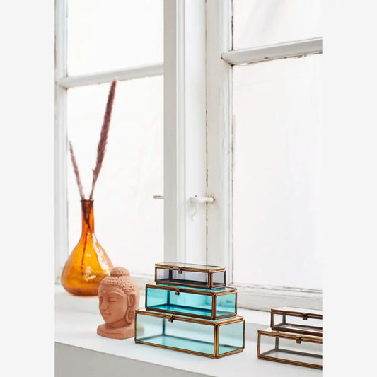 Madam Stoltz Glas Box BLUE, verschiedene Größen