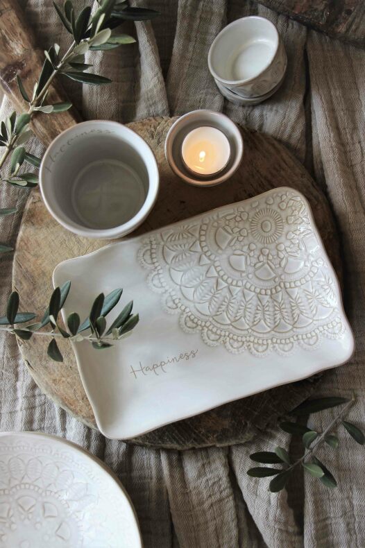 Majas Cottage Teller HAPPINESS eckig