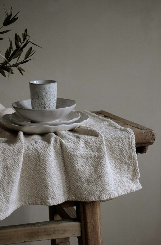 Majas Cottage Tischläufer wollweiß 140 x 50 cm