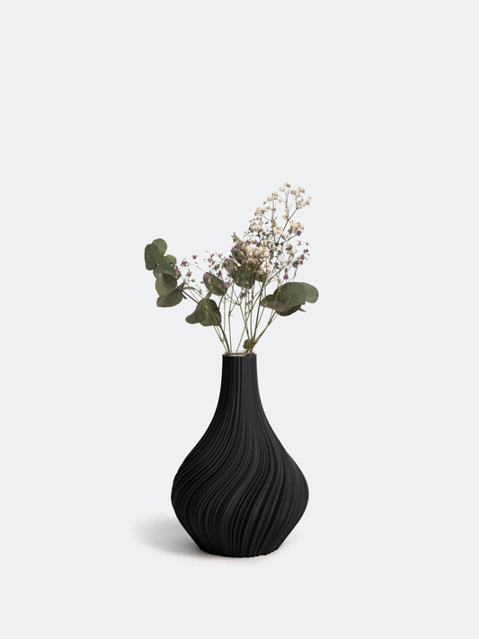 Nevalu Vase 3D Druck SWIRL, schwarz, verschiedene Größen