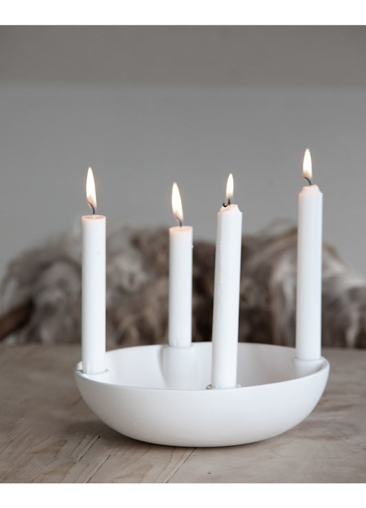 Sögne Advents Kerzenschale weiß