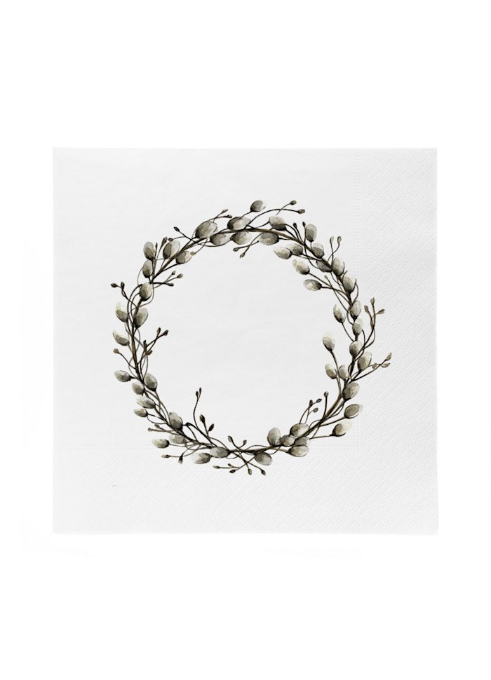 SÖGNE Servietten Weidenkätzchen Kranz