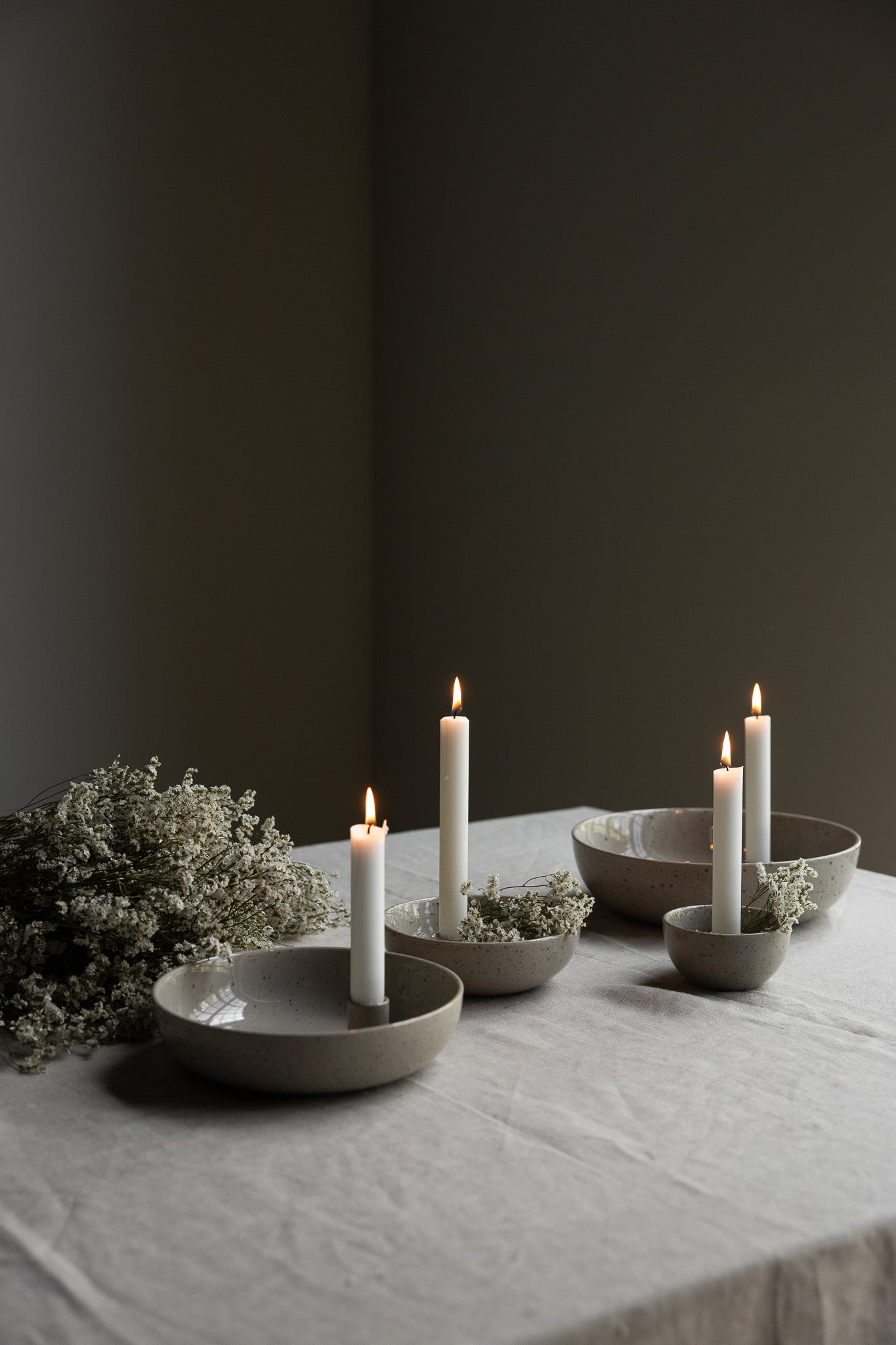 Storefactory Kerzenschale LIDATORP natur grau glasiert, verschiedene Größen