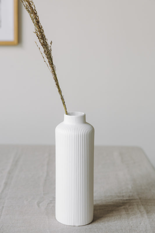 Storefactory Vase Adala mit Rillen, weiß