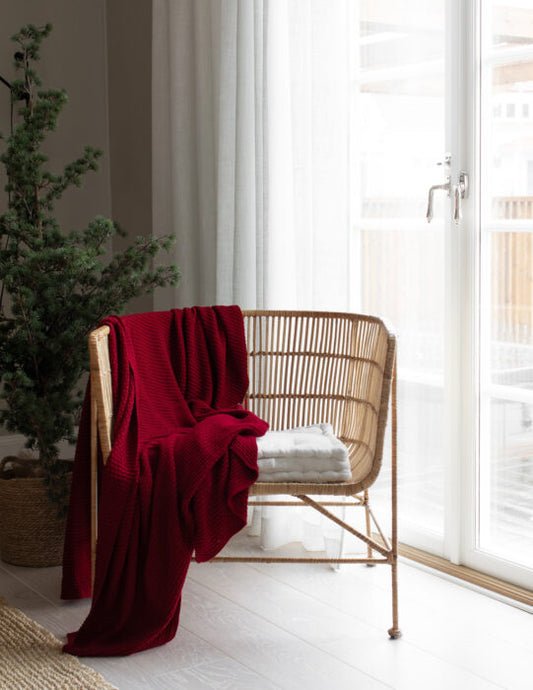 Storefactory Decke VIGGE gestrickt rot