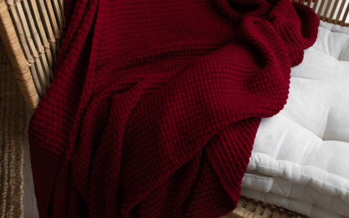 Storefactory Decke VIGGE gestrickt rot