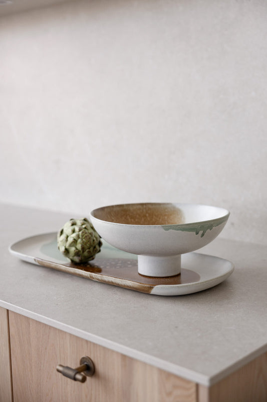 Storefactory Servierschale KLEREBO mit Fuß mint/braun