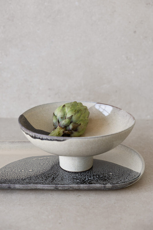 Storefactory Servierschale KLEREBO mit Fuß schwarz/beige