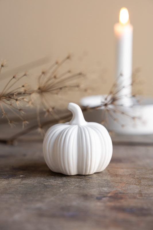 Storefactory Kürbis HAGSHULT matt weiß mit Rillen