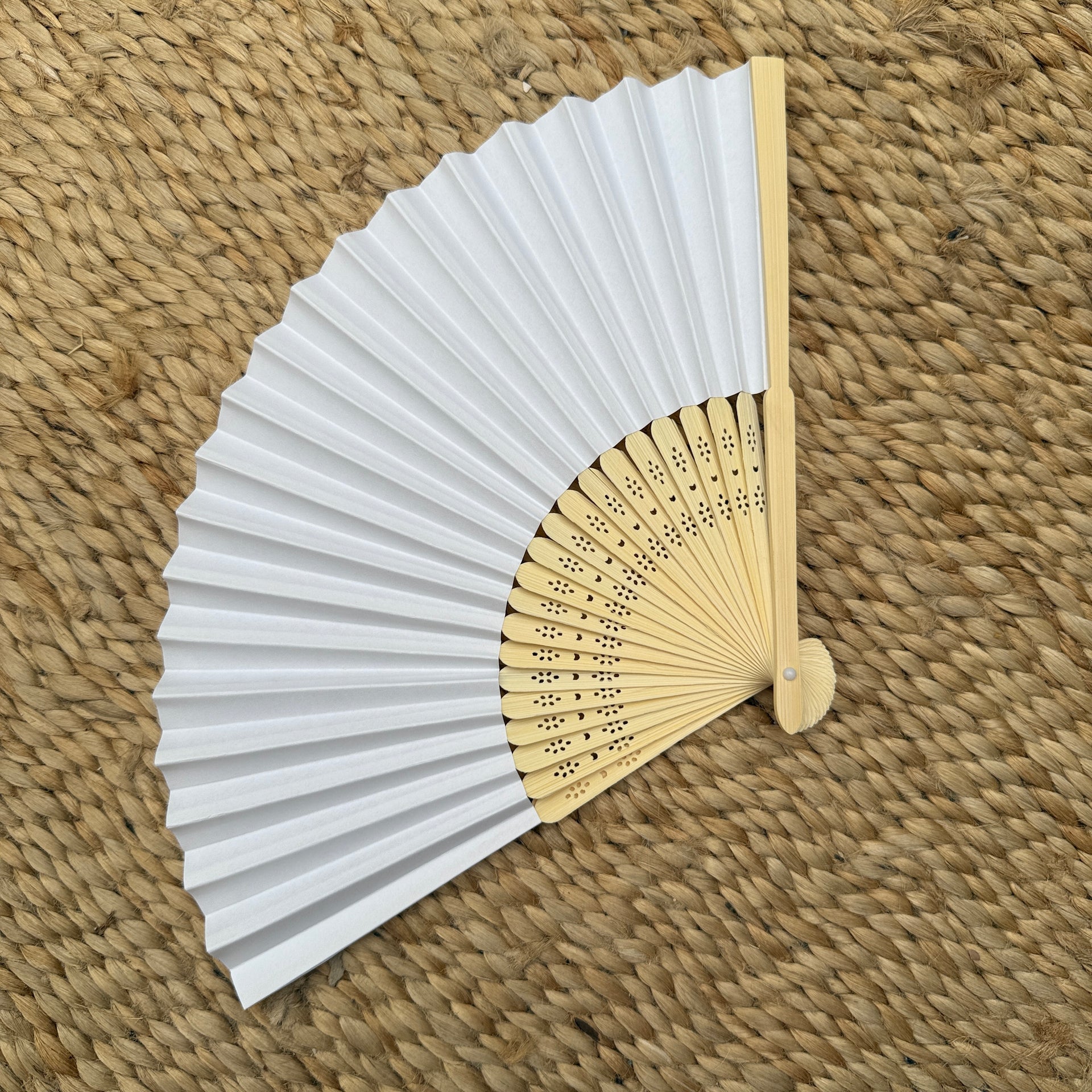 Fächer weiß Papier Bambus, bestempelbar