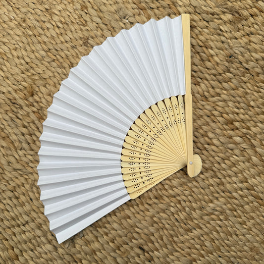 Fächer weiß Papier Bambus, bestempelbar