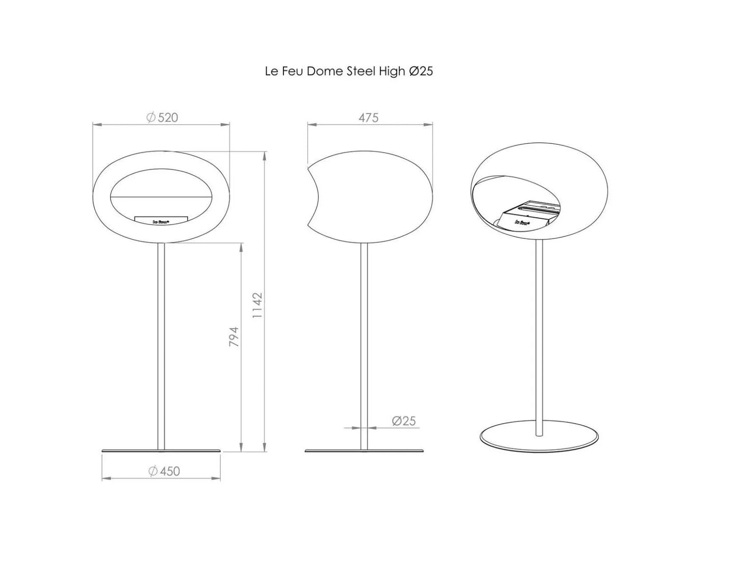 Le Feu Bioethanol Kamin STEEL HIGH