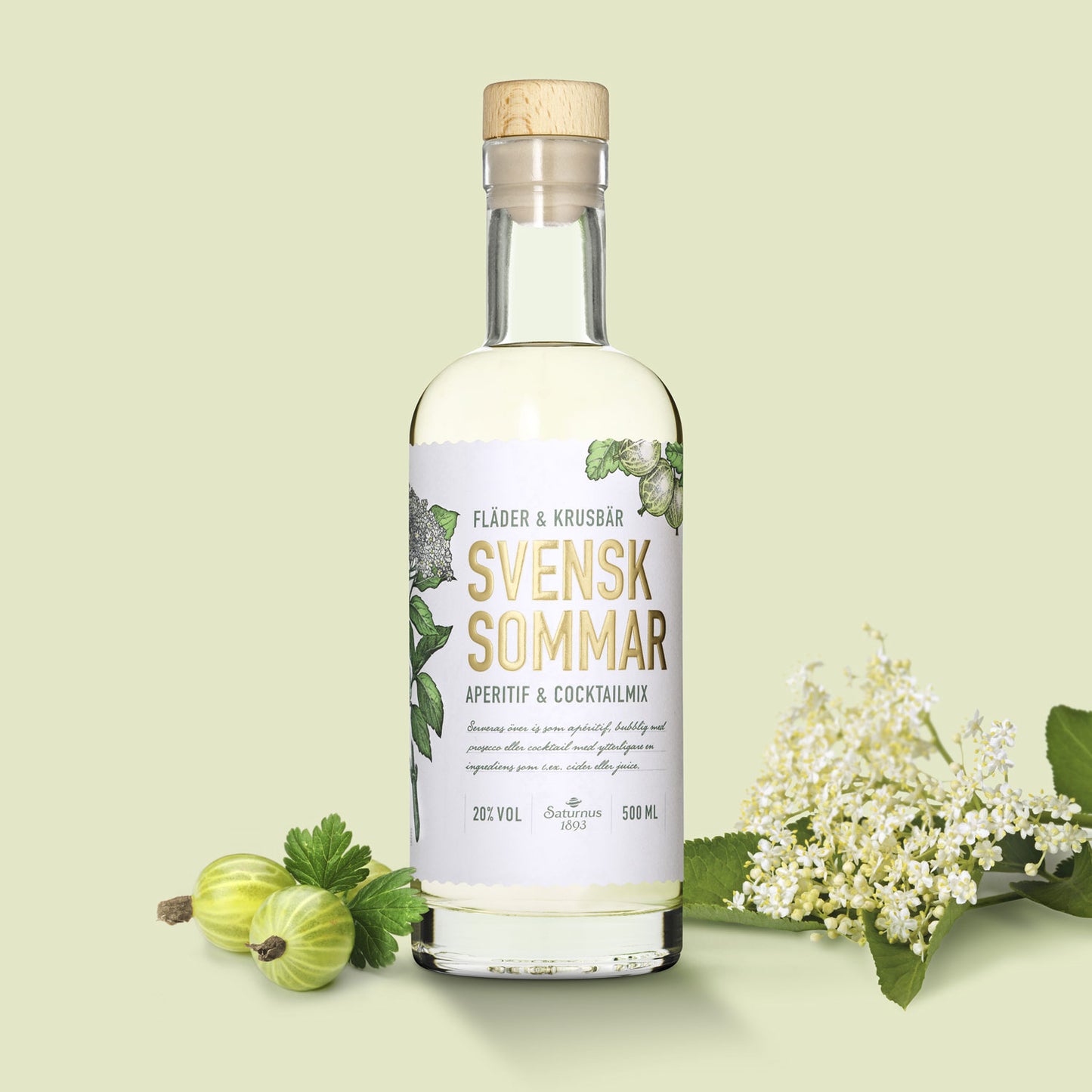 Saturnus Svensk Sommar Aperitiv Holunder Stachelbeere