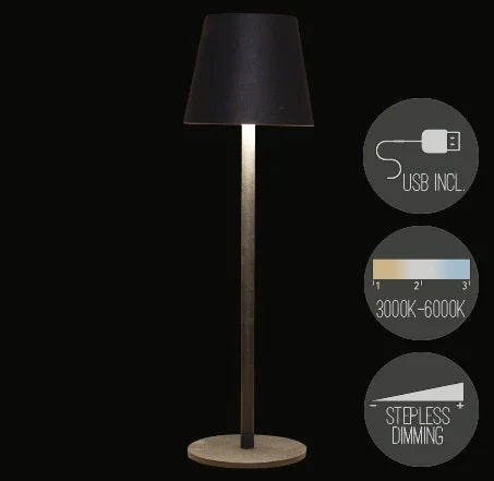 Tischlampe schwarz kabellos für indoor & outdoor