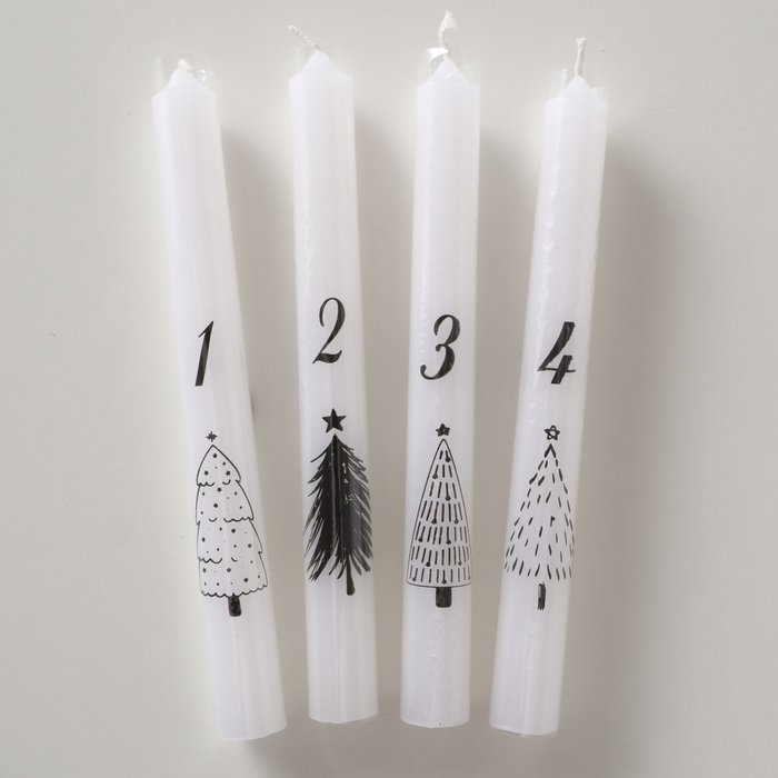 Adventskerzen Set 1, 2, 3, 4 mit Tanne